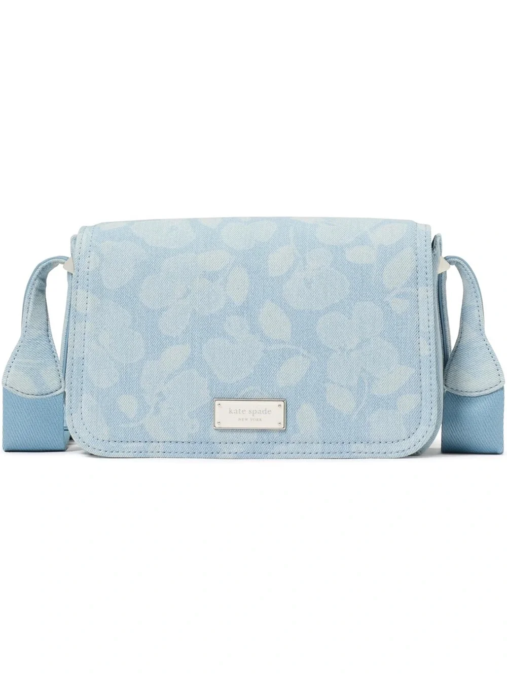 Kate Spade Light Blue Denim Floral Crossbody Bag - New